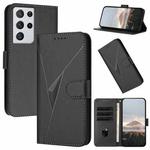 For Samsung Galaxy S21 Ultra 5G Triangle Pattern Buckle Clasp Leather Phone Case(Black)