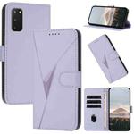 For Samsung Galaxy S20 FE 5G Triangle Pattern Buckle Clasp Leather Phone Case(Light Purple)