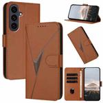 For Samsung Galaxy S25 FE 5G Triangle Pattern Buckle Clasp Leather Phone Case(Brown)
