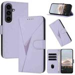 For Samsung Galaxy S25 FE 5G Triangle Pattern Buckle Clasp Leather Phone Case(Light Purple)