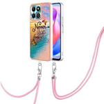 For Honor X6b Electroplating Pattern IMD TPU Shockproof Case with Neck Lanyard(Dream Chasing Butterfly)