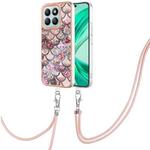 For Honor X8b Electroplating Pattern IMD TPU Shockproof Case with Neck Lanyard(Pink Scales)