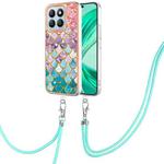 For Honor X8b Electroplating Pattern IMD TPU Shockproof Case with Neck Lanyard(Colorful Scales)