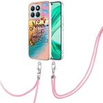 For Honor X8b Electroplating Pattern IMD TPU Shockproof Case with Neck Lanyard(Dream Chasing Butterfly)