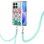 For Xiaomi Poco F6 Pro 5G Electroplating Pattern IMD TPU Shockproof Case with Neck Lanyard(Colorful Scales)