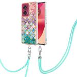 For Motorola Edge 50 Fusion Electroplating Pattern IMD TPU Shockproof Case with Neck Lanyard(Colorful Scales)