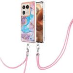 For Motorola Edge 50 Ultra Electroplating Pattern IMD TPU Shockproof Case with Neck Lanyard(Milky Way Blue Marble)