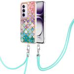 For OPPO Reno12 Pro Global Electroplating Pattern IMD TPU Shockproof Case with Neck Lanyard(Colorful Scales)