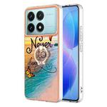 For Xiaomi Poco F6 Pro 5G Electroplating Pattern IMD TPU Shockproof Case with Rhinestone Ring Holder(Dream Chasing Butterfly)