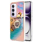 For OPPO Reno12 Pro Global Electroplating Pattern IMD TPU Shockproof Case with Rhinestone Ring Holder(Dream Chasing Butterfly)