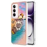 For OPPO Reno12 Global Electroplating Pattern IMD TPU Shockproof Case with Rhinestone Ring Holder(Dream Chasing Butterfly)