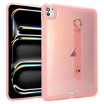 For iPad Pro 13 2024 Wristband Holder PC Hybrid TPU Soft Tablet Case(Pink)