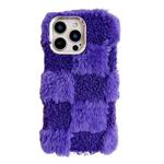 For iPhone 16 Pro Max Square Grid Plush TPU Phone Case(Dark Purple)