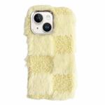 For iPhone 15 Plus Square Grid Plush TPU Phone Case(Yellow)