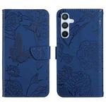 For Samsung Galaxy S25 5G Skin Feel Butterfly Embossed Flip Leather Phone Case(Blue)