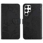 For Samsung Galaxy S25 Ultra 5G Skin Feel Butterfly Embossed Flip Leather Phone Case(Black)