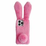 For iPhone 16 Pro Max Solid Color Plush Rabbit TPU Phone Case(Pink)