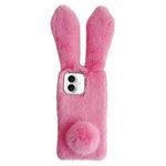 For iPhone 16 Plus Solid Color Plush Rabbit TPU Phone Case(Pink)