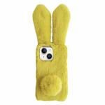 For iPhone 15 Plus Solid Color Plush Rabbit TPU Phone Case(Light Green)