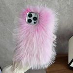 For iPhone 15 Pro Wool Long Plush TPU Phone Case(Pink)