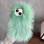 For iPhone 15 Plus Wool Long Plush TPU Phone Case(Green)