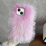 For iPhone 15 Plus Wool Long Plush TPU Phone Case(Pink)