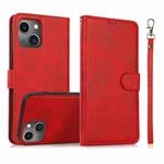 For iPhone 14 Plus Calf Texture 2 in 1 Detachable Magnetic Back Cover Leather Case(Red)