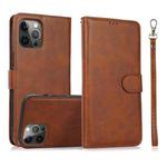 For iPhone 14 Pro Max Calf Texture 2 in 1 Detachable Magnetic Back Cover Leather Case(Brown)