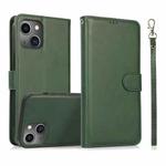 For iPhone 15 Plus Calf Texture 2 in 1 Detachable Magnetic Back Cover Leather Case(Green)