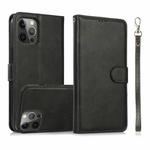 For iPhone 15 Pro Max Calf Texture 2 in 1 Detachable Magnetic Back Cover Leather Case(Black)