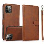 For iPhone 15 Pro Max Calf Texture 2 in 1 Detachable Magnetic Back Cover Leather Case(Brown)