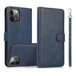 For iPhone 15 Pro Max Calf Texture 2 in 1 Detachable Magnetic Back Cover Leather Case(Blue)