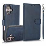 For iPhone 16 Calf Texture 2 in 1 Detachable Magnetic Back Cover Leather Case(Blue)