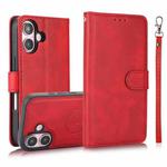 For iPhone 16 Plus Calf Texture 2 in 1 Detachable Magnetic Back Cover Leather Case(Red)