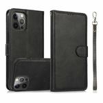 For iPhone 16 Pro Calf Texture 2 in 1 Detachable Magnetic Back Cover Leather Case(Black)