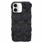 For iPhone 16 M-texture Plush TPU Phone Case(Black)