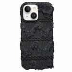 For iPhone 14 Plus W-texture Plush TPU Phone Case(Black)