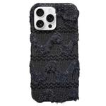 For iPhone 14 Pro Max W-texture Plush TPU Phone Case(Black)