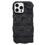 For iPhone 15 Pro W-texture Plush TPU Phone Case(Black)