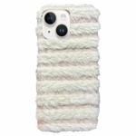 For iPhone 13 Horizontal Striped Plush TPU Phone Case(Pink White)