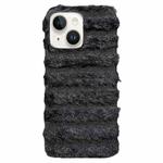 For iPhone 13 Horizontal Striped Plush TPU Phone Case(Black)