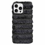 For iPhone 13 Pro Horizontal Striped Plush TPU Phone Case(Black)