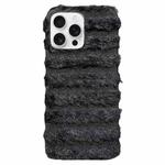 For iPhone 13 Pro Max Horizontal Striped Plush TPU Phone Case(Black)