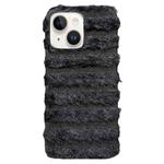 For iPhone 14 Horizontal Striped Plush TPU Phone Case(Black)