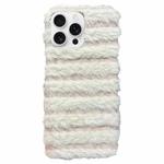 For iPhone 16 Pro Horizontal Striped Plush TPU Phone Case(Pink White)