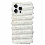 For iPhone 16 Pro Max Horizontal Striped Plush TPU Phone Case(White)