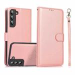 For Samsung Galaxy S22+ 5G Calf Texture 2 in 1 Detachable Magnetic Back Cover Leather Case(Rose Gold)