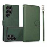 For Samsung Galaxy S22 Ultra 5G Calf Texture 2 in 1 Detachable Magnetic Back Cover Leather Case(Green)