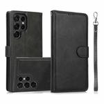 For Samsung Galaxy S23 Ultra 5G Calf Texture 2 in 1 Detachable Magnetic Back Cover Leather Case(Black)