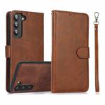 For Samsung Galaxy S23+ 5G Calf Texture 2 in 1 Detachable Magnetic Back Cover Leather Case(Brown)